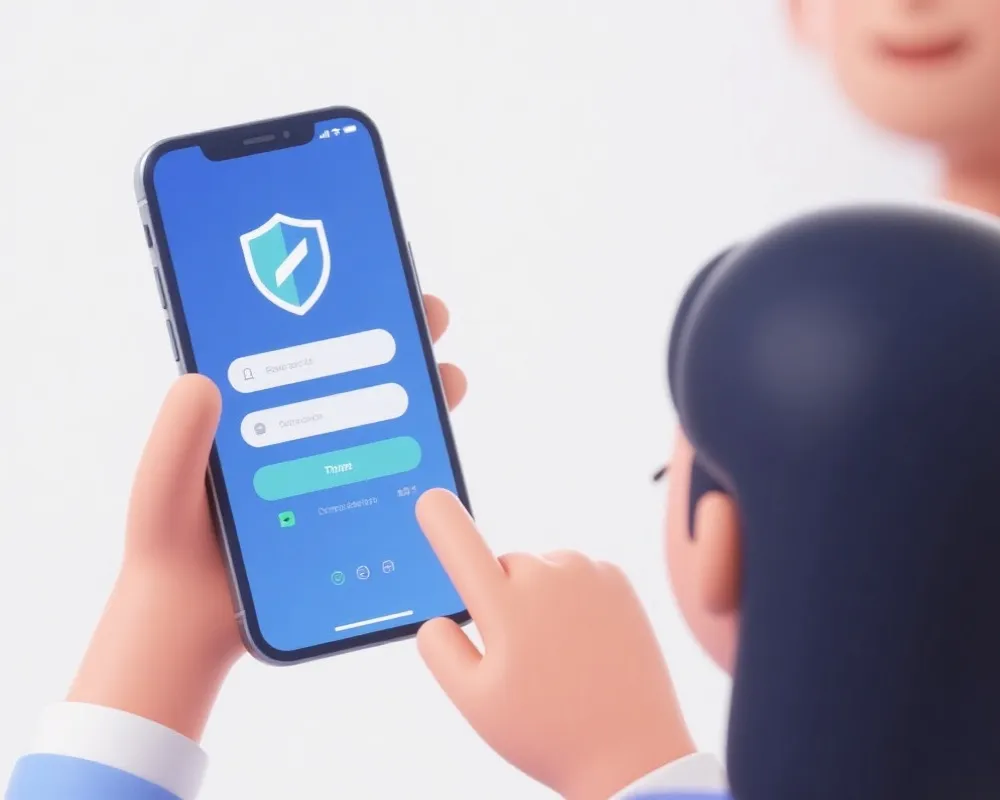User practicing secure mobile account access